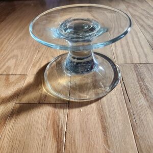 Pampered Chef Clear Glass Table Pedestal Pastry/‎ Candle Holder 3.5" H x 4.9 W